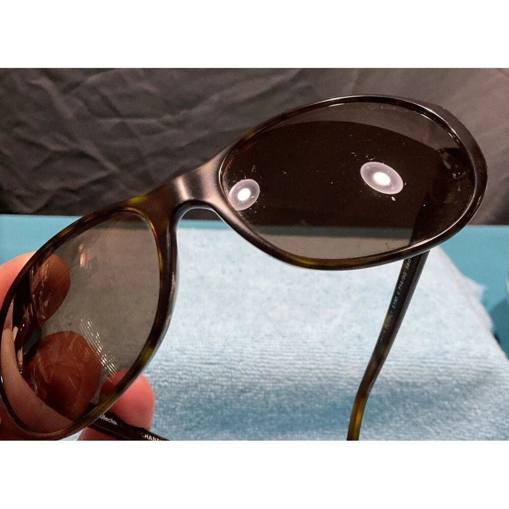 Chanel Womens Bouton Collection Sunglasses Tortoise Shell Frames Pink CC Button